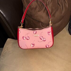 Coach Pink Cherry Print Shoulder Bag